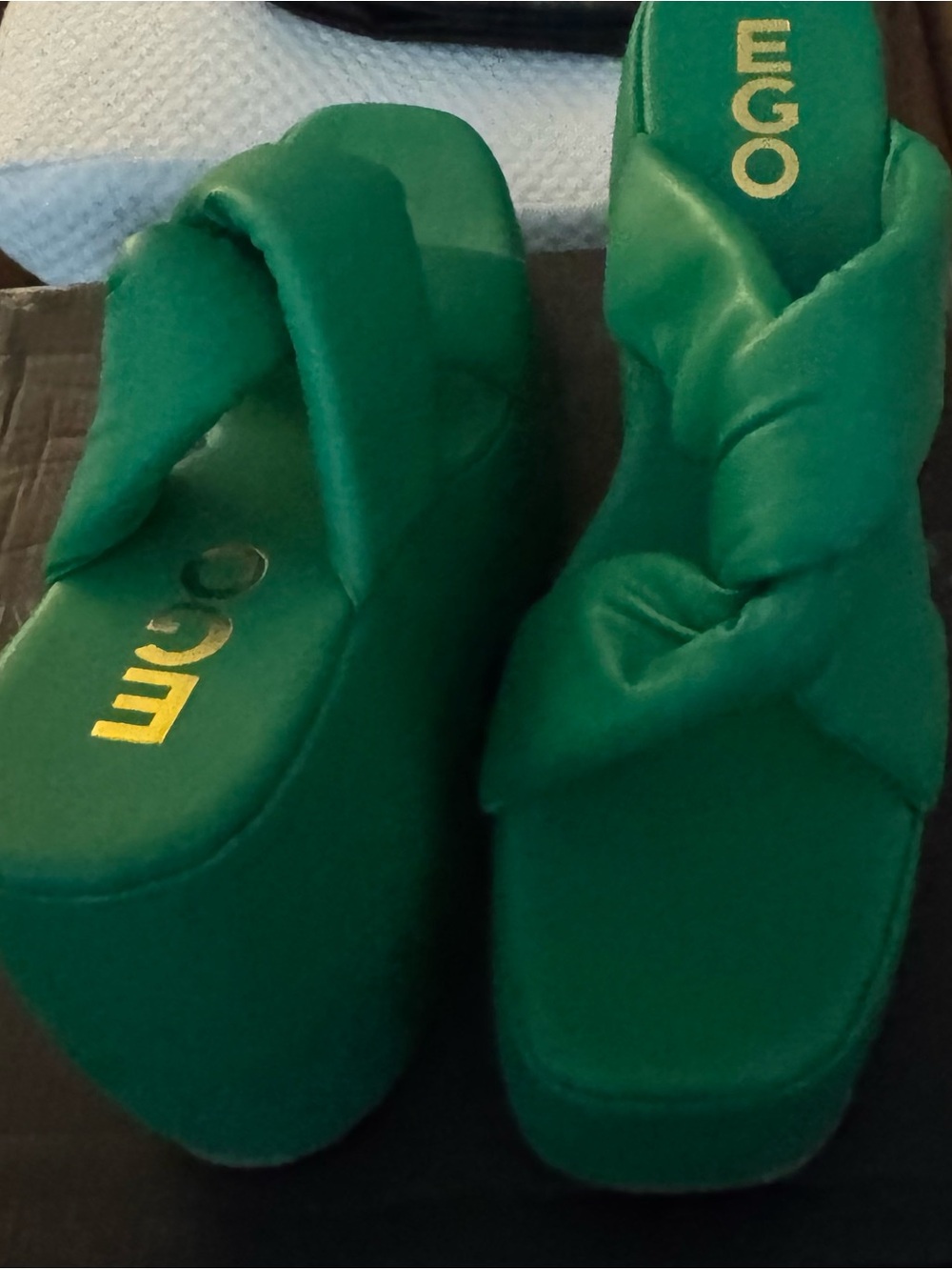 EGO Emerald Green Knotted Platform Sandals